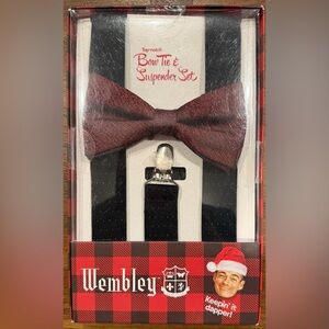 Wembley Red and Black Bow Tie & Suspender Set